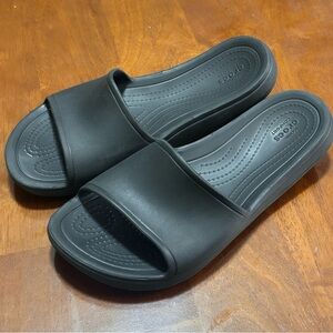 Women's Crocs Iconic Comfort Kadee #210159 Black Synthetic Slide Sandals Size 6